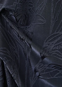 Embroidered dress with draped collar