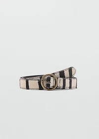 Animal print leather belt