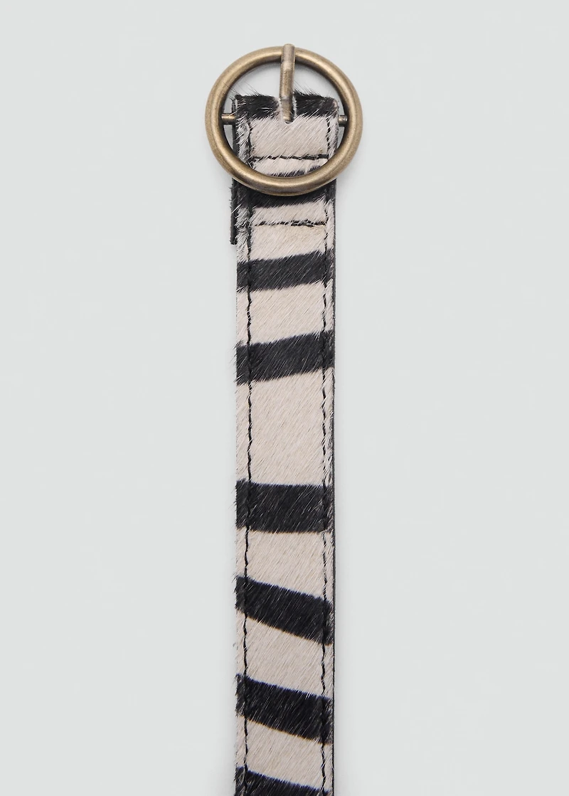 Animal print leather belt