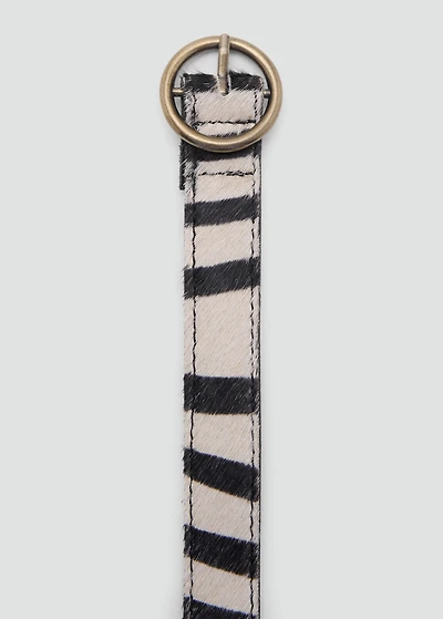 Animal print leather belt