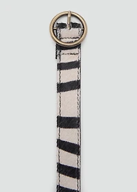 Animal print leather belt
