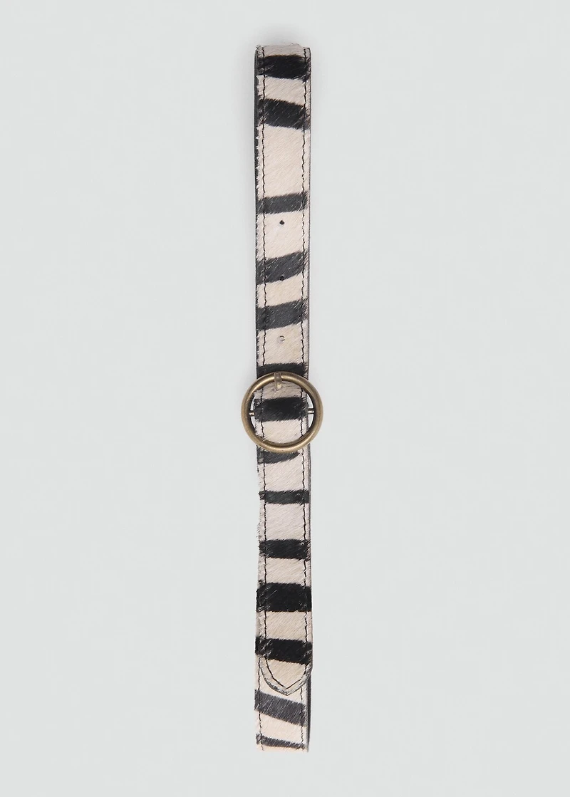 Animal print leather belt