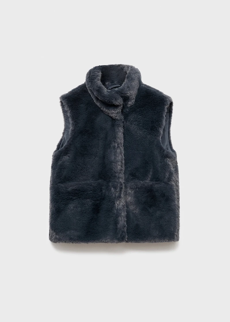 Fur-effect cape vest