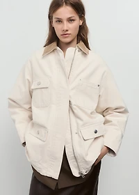 Denim barn jacket with corduroy collar