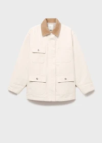 Denim barn jacket with corduroy collar