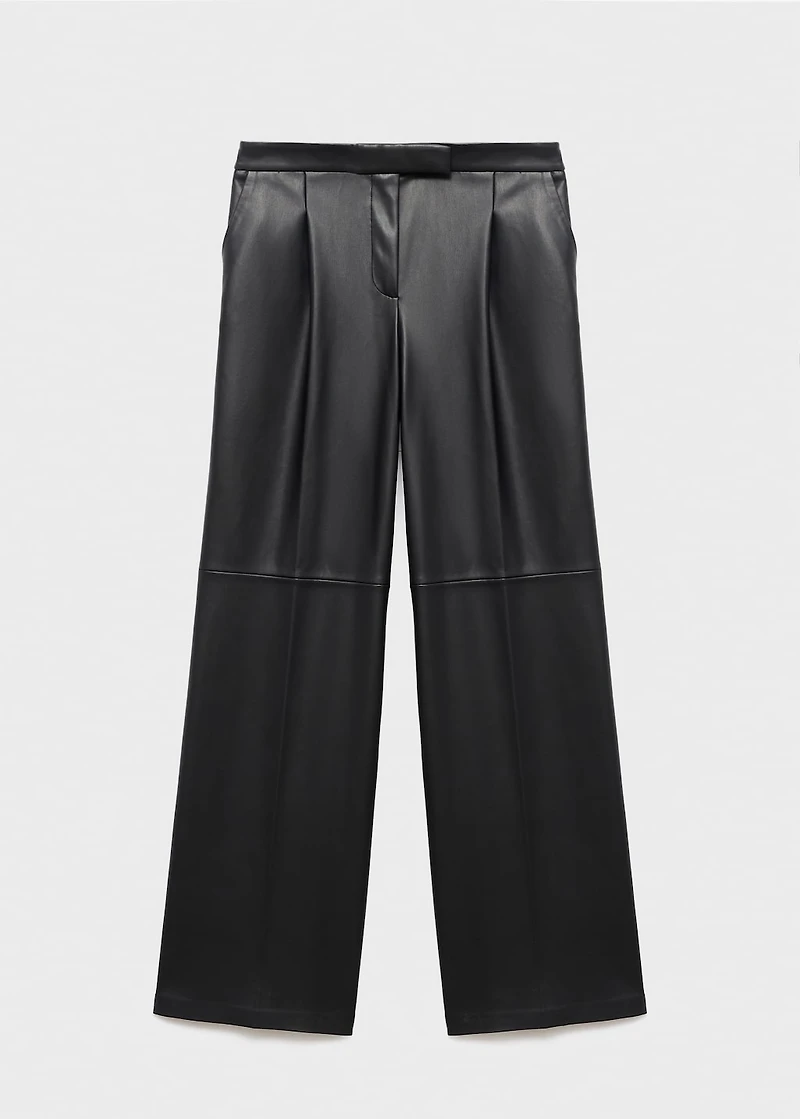 Wide-leg leather trousers