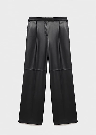 Wide-leg faux-leather pants