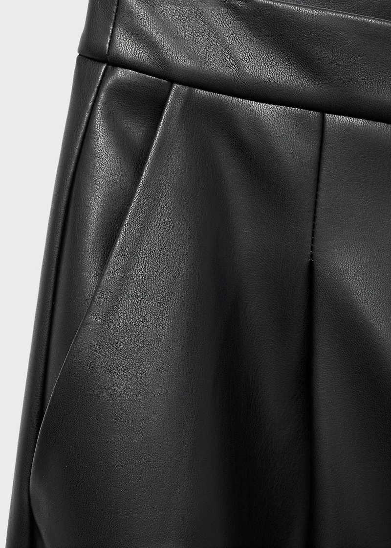 Wide-leg leather trousers