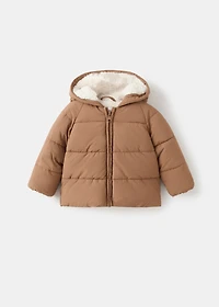 Fur-effect quilted coat