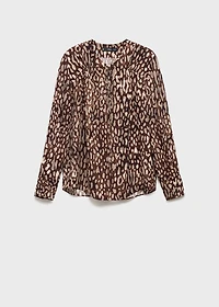 Satin leopard-print blouse with bow