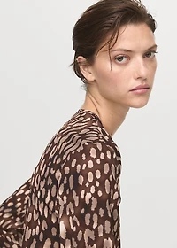 Satin leopard-print blouse with bow