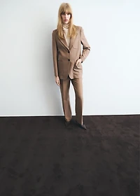 Straight wool-blend suit pants