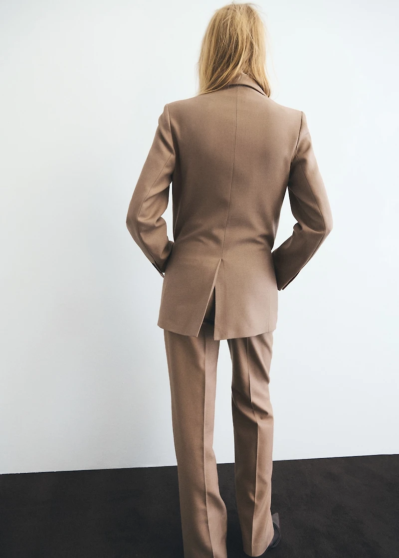 Straight wool-blend suit pants