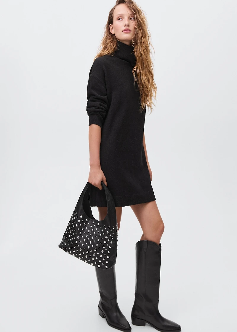 Turtle neck knit dress