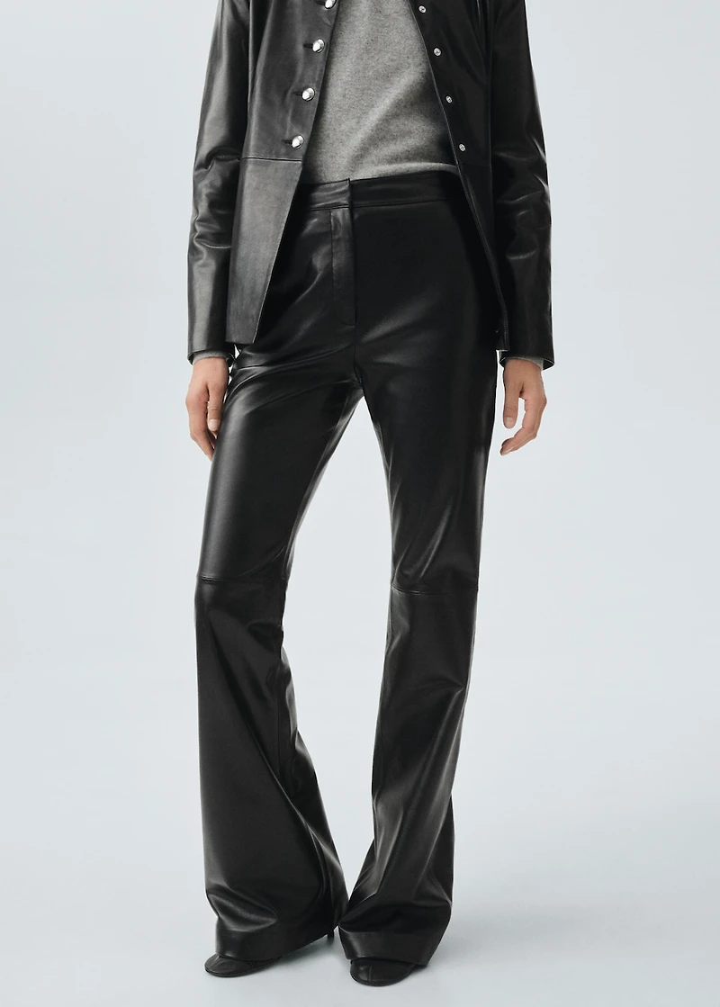 100% leather flared pants