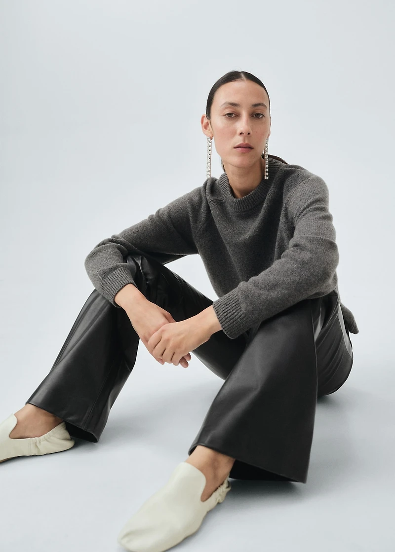 100% leather flared pants