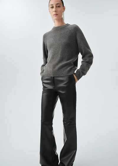 100% leather flared pants