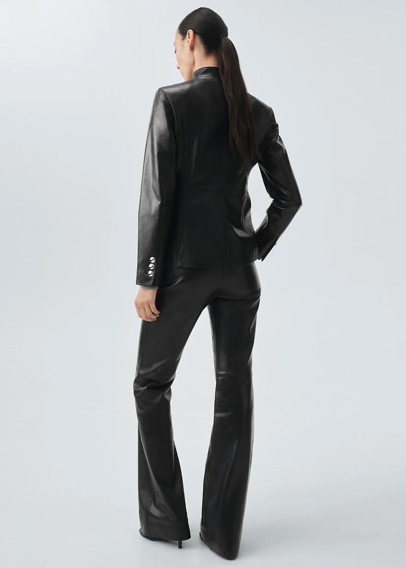 100% leather flared pants