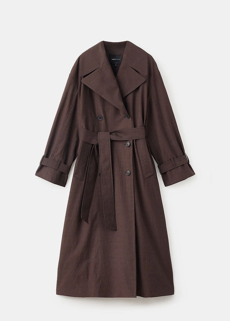 Long virgin wool trench coat