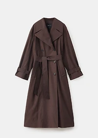 Long virgin wool trench coat