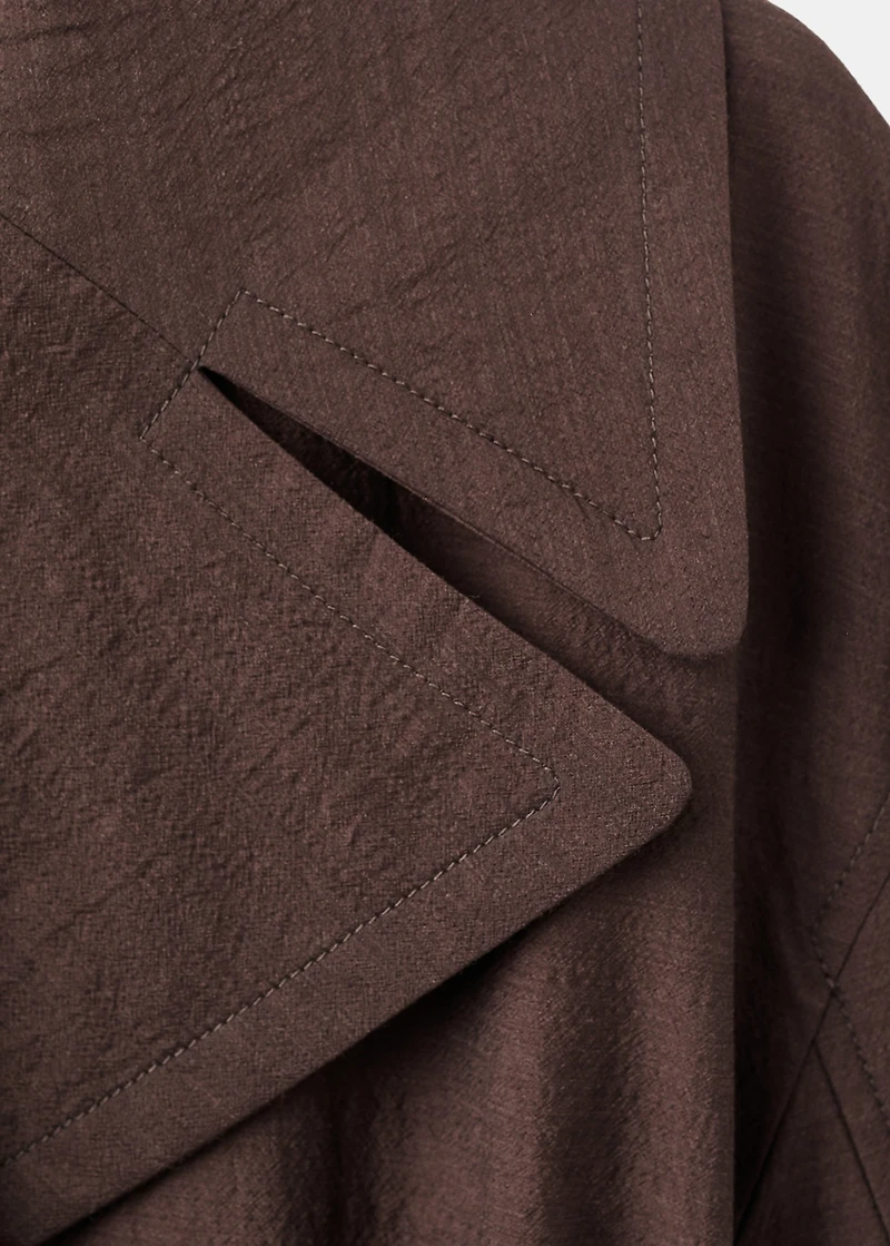 Long virgin wool trench coat