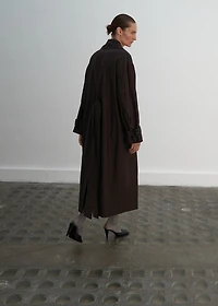 Long virgin wool trench coat