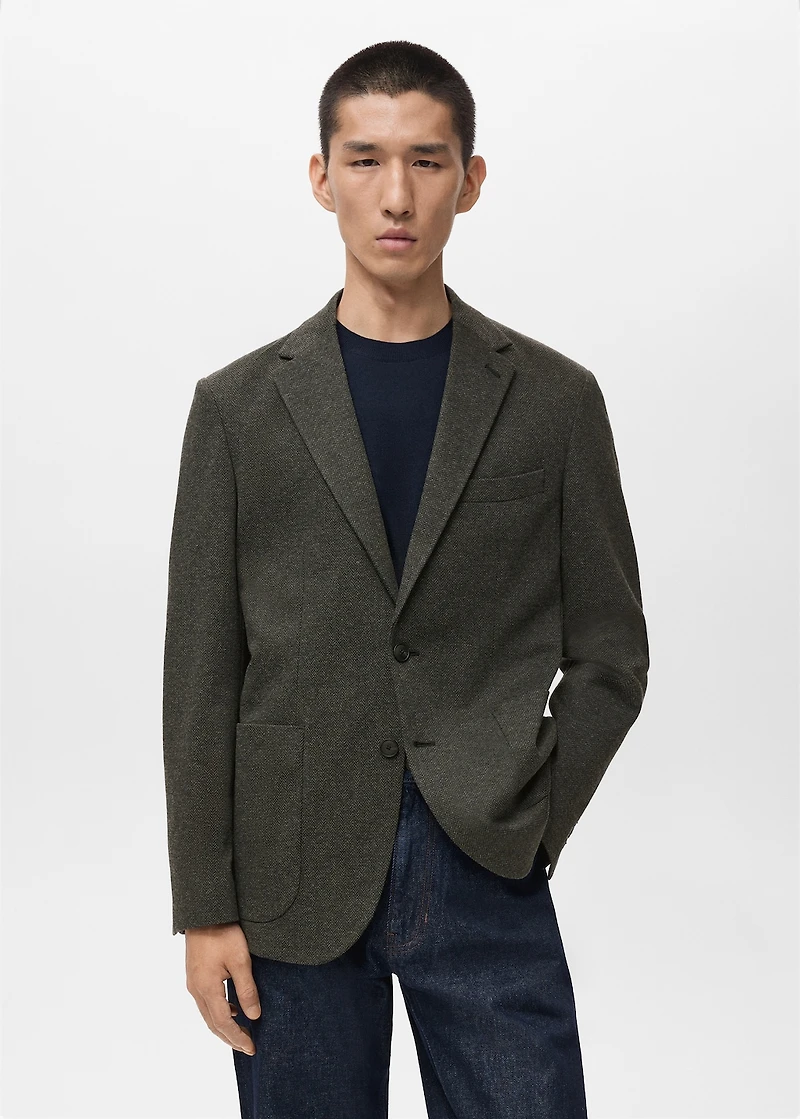 Slim fit microstructure blazer