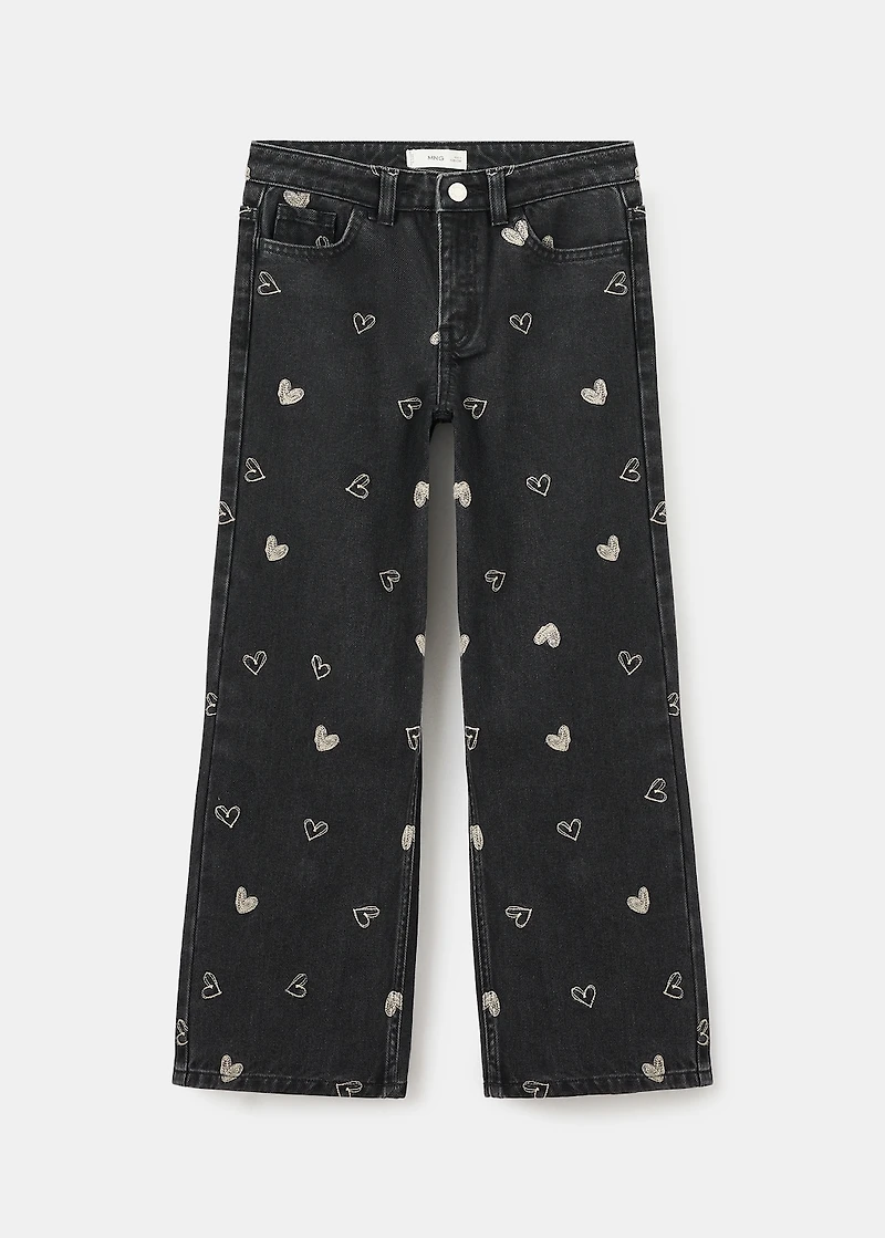Jeans with embroidered heart
