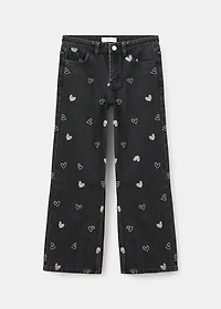 Jeans with embroidered heart