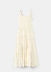 Floral-embroidered combined dress