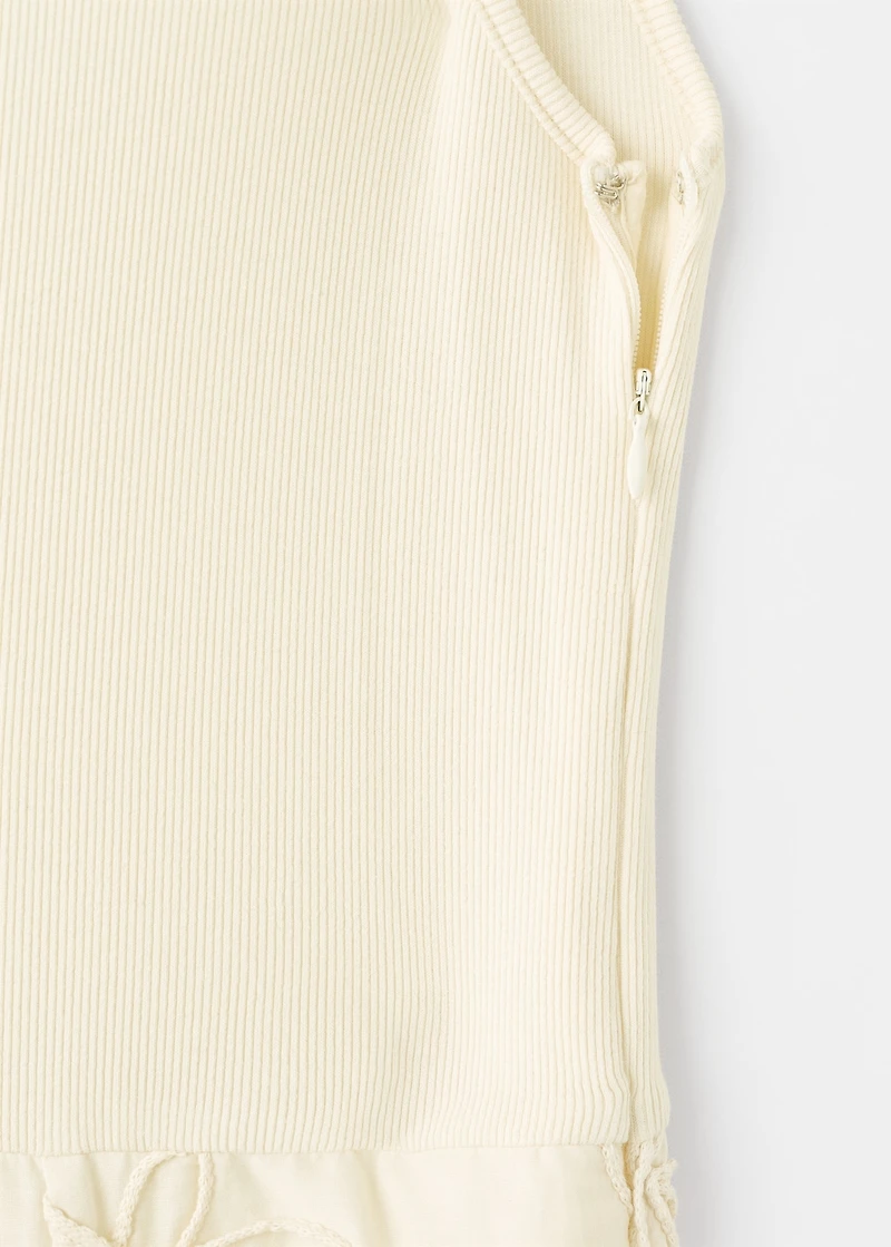 Floral-embroidered combined dress