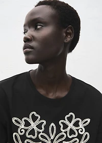 Floral-embroidered cotton t-shirt