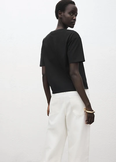 Floral-embroidered cotton t-shirt