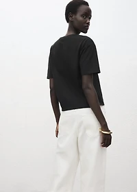 Floral-embroidered cotton t-shirt