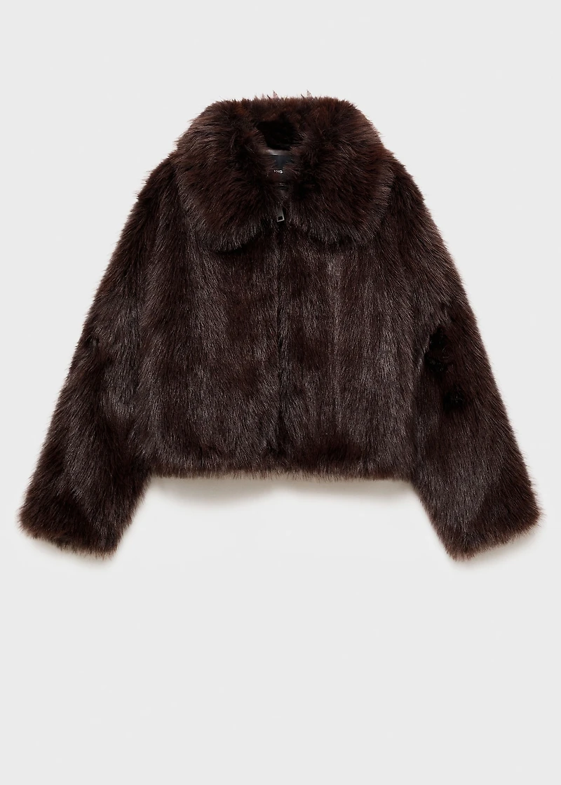 Faux-fur jacket with zip