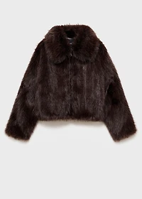 Faux-fur jacket with zip