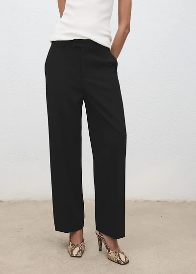 Mid-rise cropped straight-leg pants