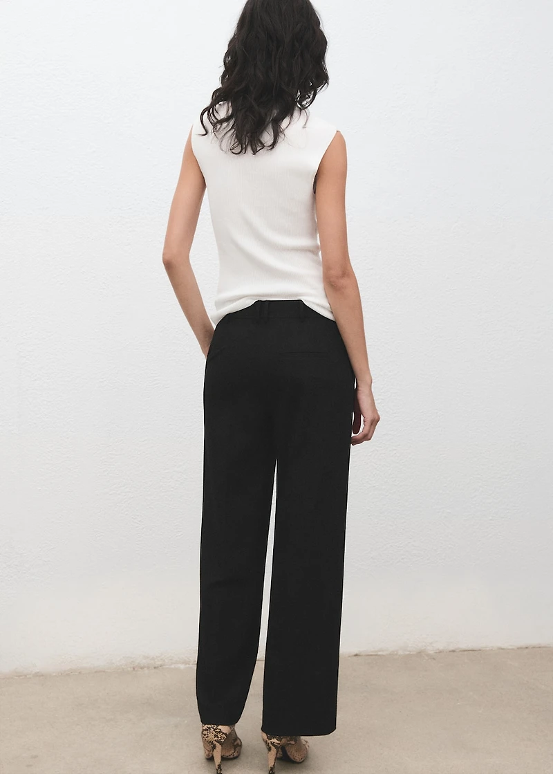 Mid-rise cropped straight-leg pants