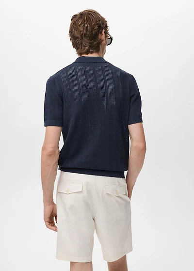 Striped knitted shirt with lace pattern