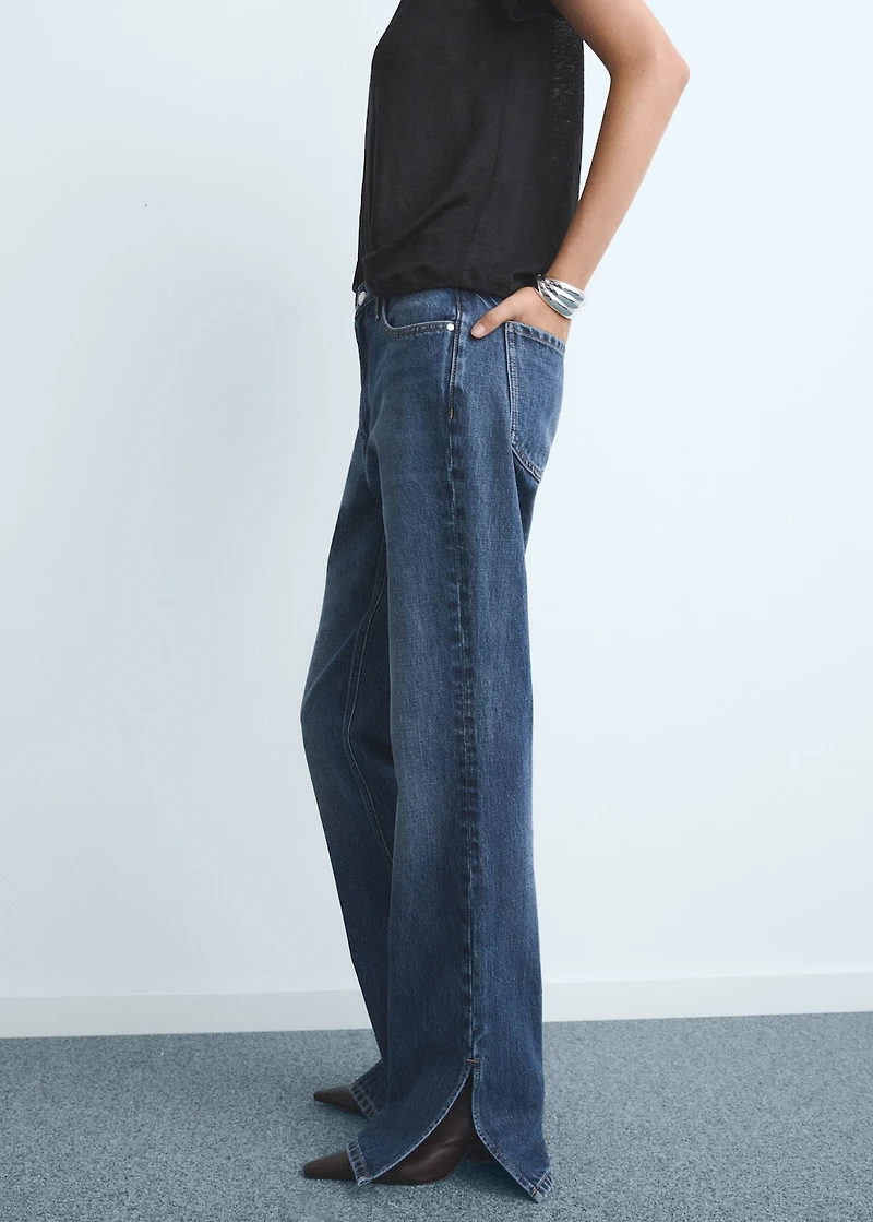 Straight-leg jeans with openings