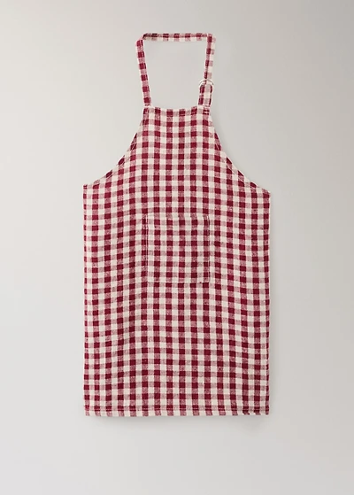 Children's check linen apron