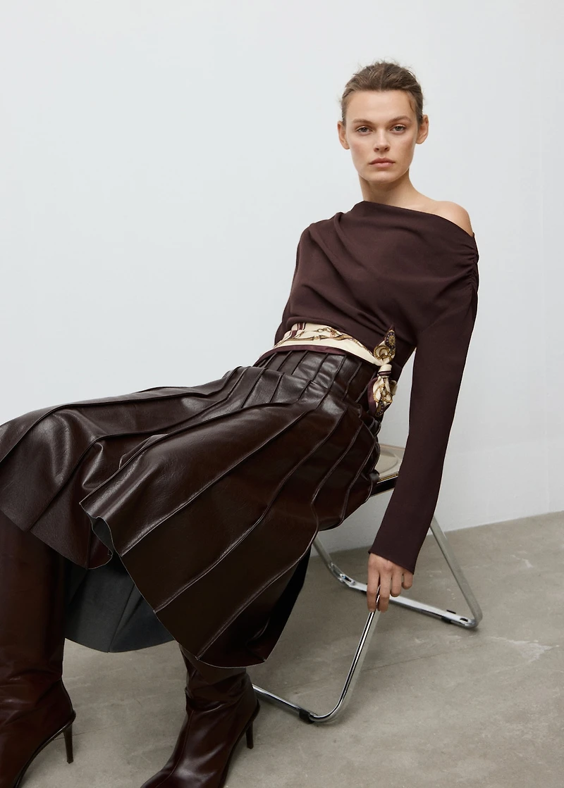 Blouse with asymmetrical neckline