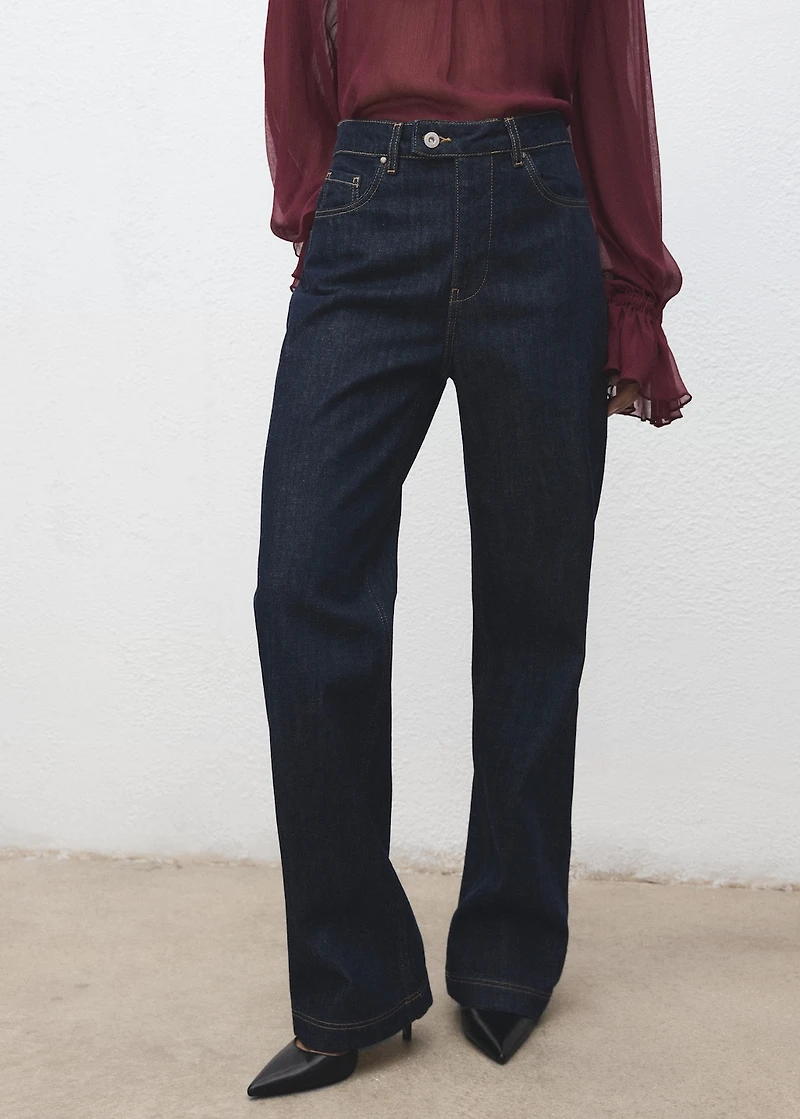 Straight-leg jeans with placket