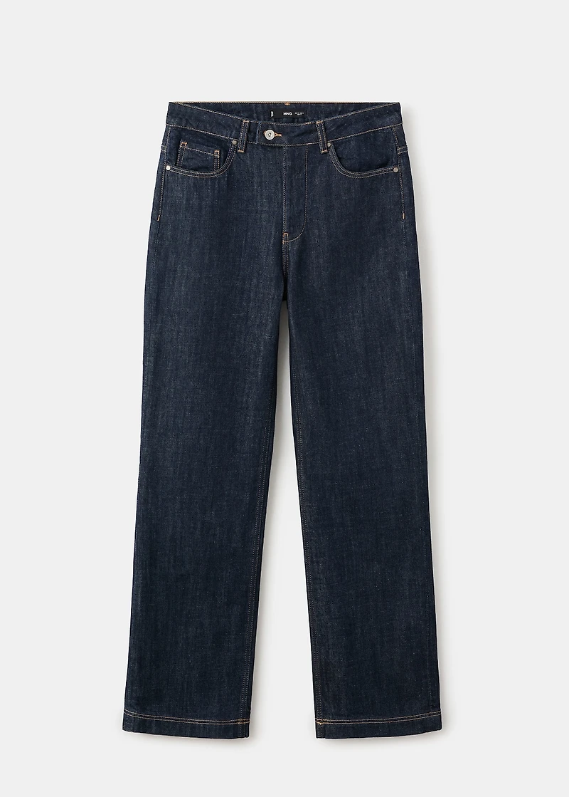 Straight-leg jeans with placket