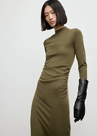 Perkins-neck knitted dress