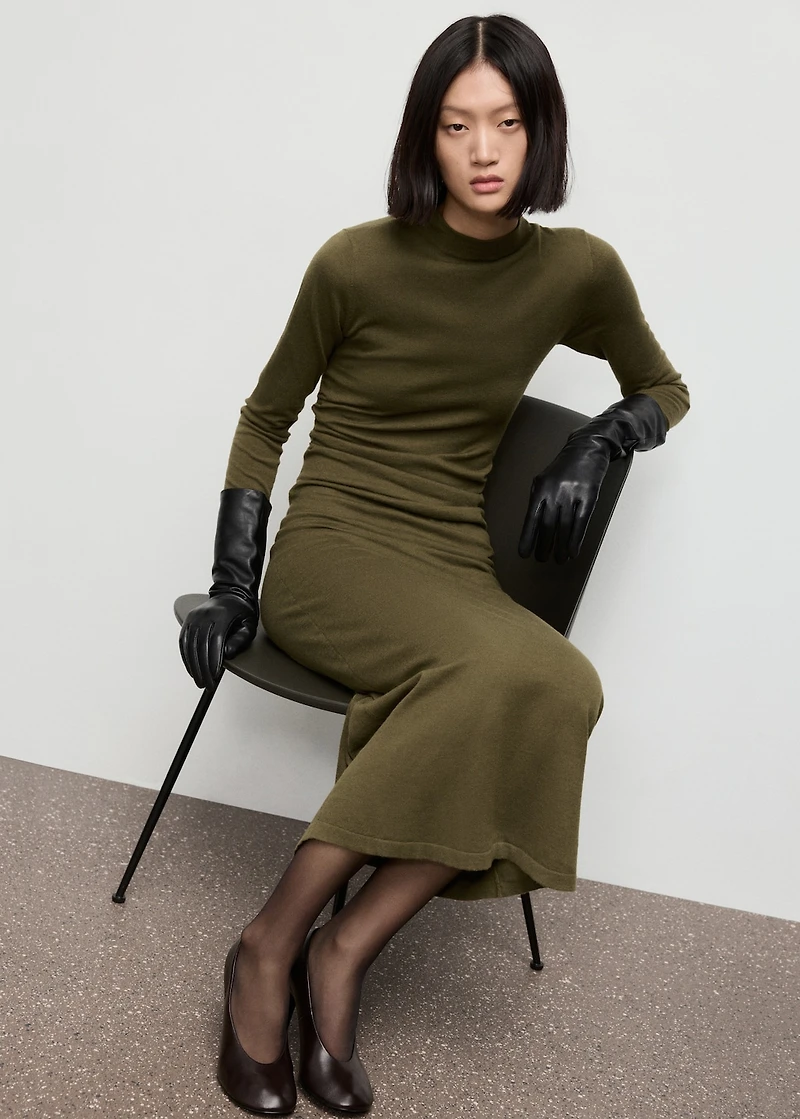 Perkins-neck knitted dress