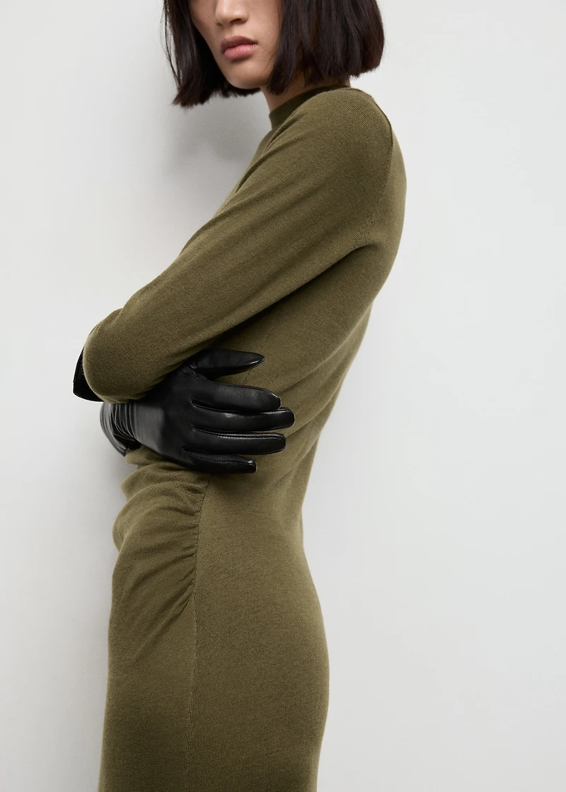 Perkins-neck knitted dress