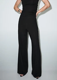 Straight-fit pants with elastic waist