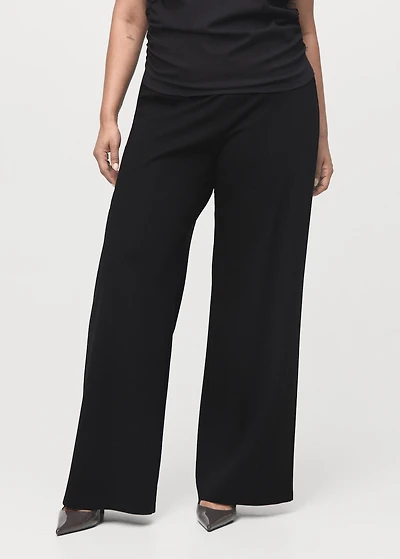 Straight-fit pants with elastic waist