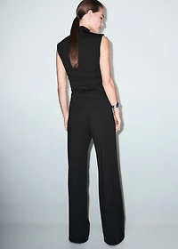 Straight-fit pants with elastic waist